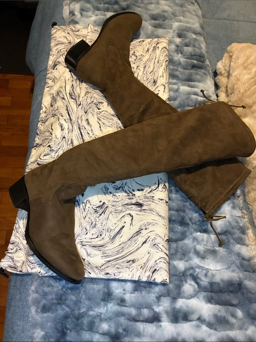 Zara Olive Over-the-Knee Suede Boots